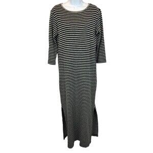 Caravan by Chico's Maxi Dress  Size US 4/6 (0)  Knit Black / Gray Stripes Travel